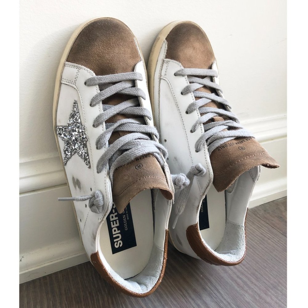 Golden Goose Superstar Glitter Star w/ Suede Upper